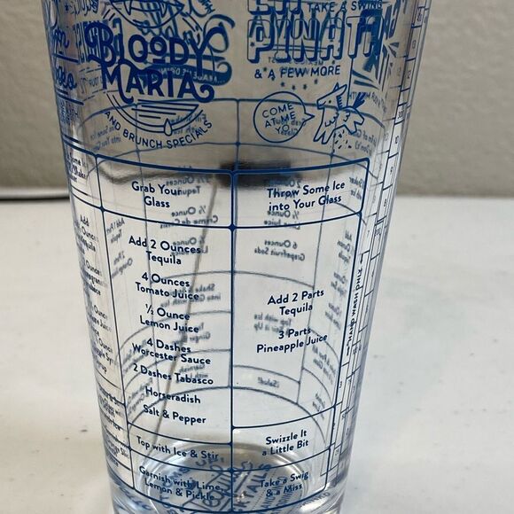 Good Measure Tequila Cocktail Recipe Glass with Blue Print - 7 Recipes-  16oz - Picture 3 of 7